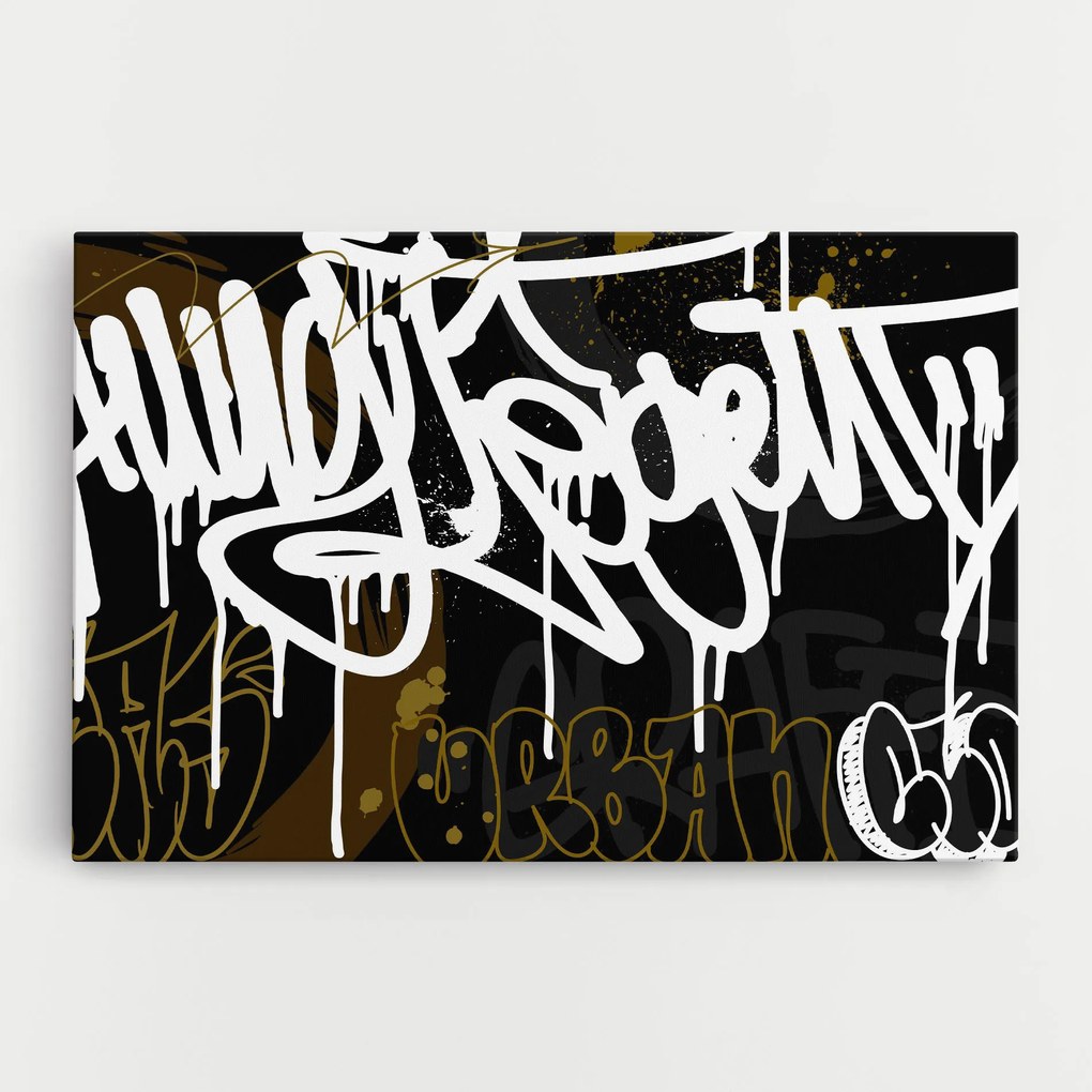 Tablou Canvas, 80x120cm, Dormitor si Living, Moderne, Graffiti, White Brown Graffiti