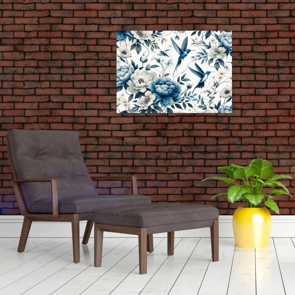 Tablou - Colibri cu flori (70x50 cm)