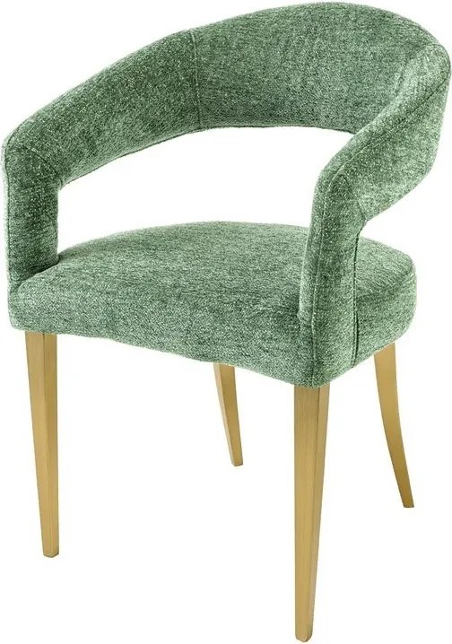 Set 2 scaune, Stofa Structurata, Verde, Metal, Auriu, BOUTIQUE, A-45924 VC