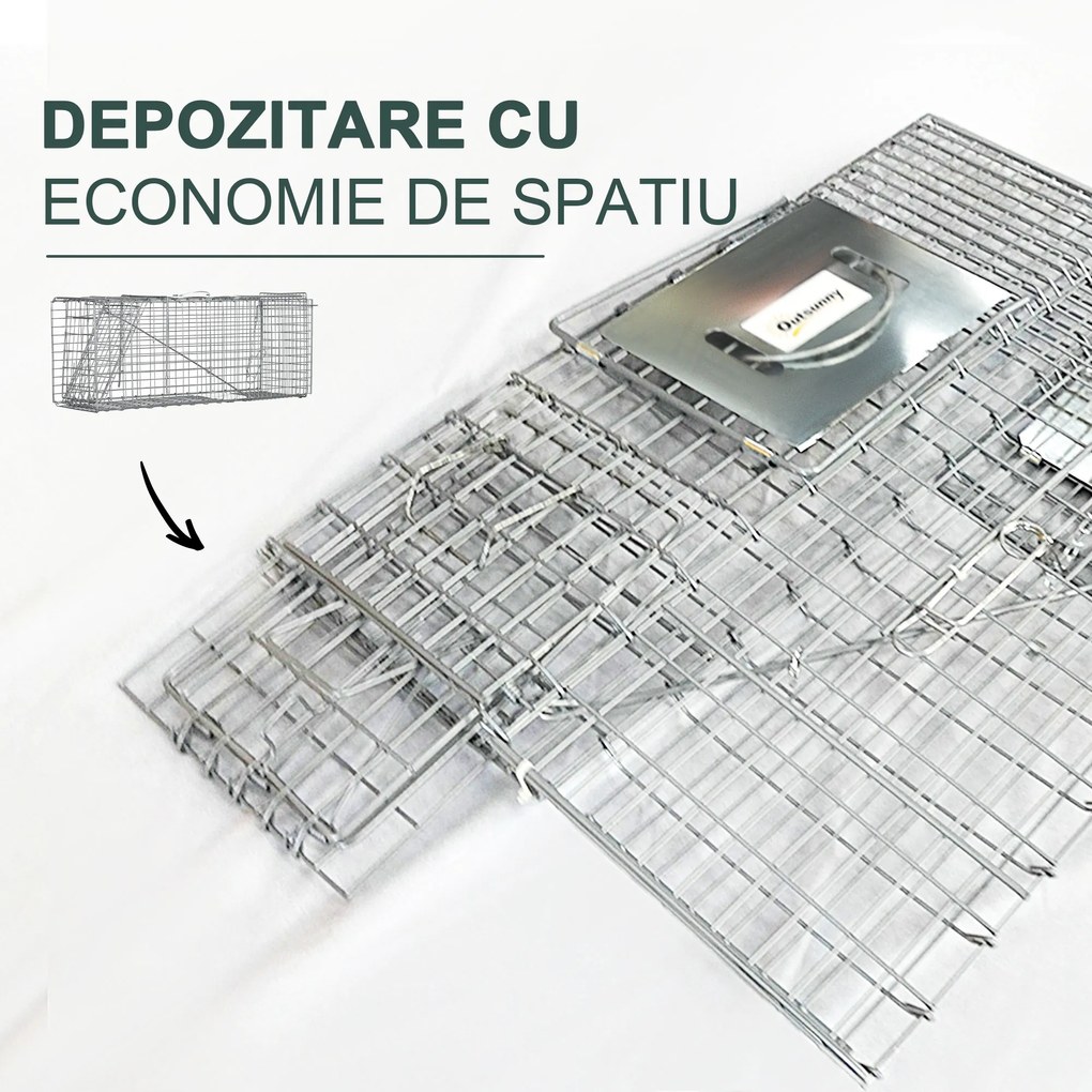 Outsunny Capcana pentru animale , 81 x 26 x 34,5 cm Cusca umana pentru rozatoare pentru iepuri, pisici fara stapan | Aosom Romania