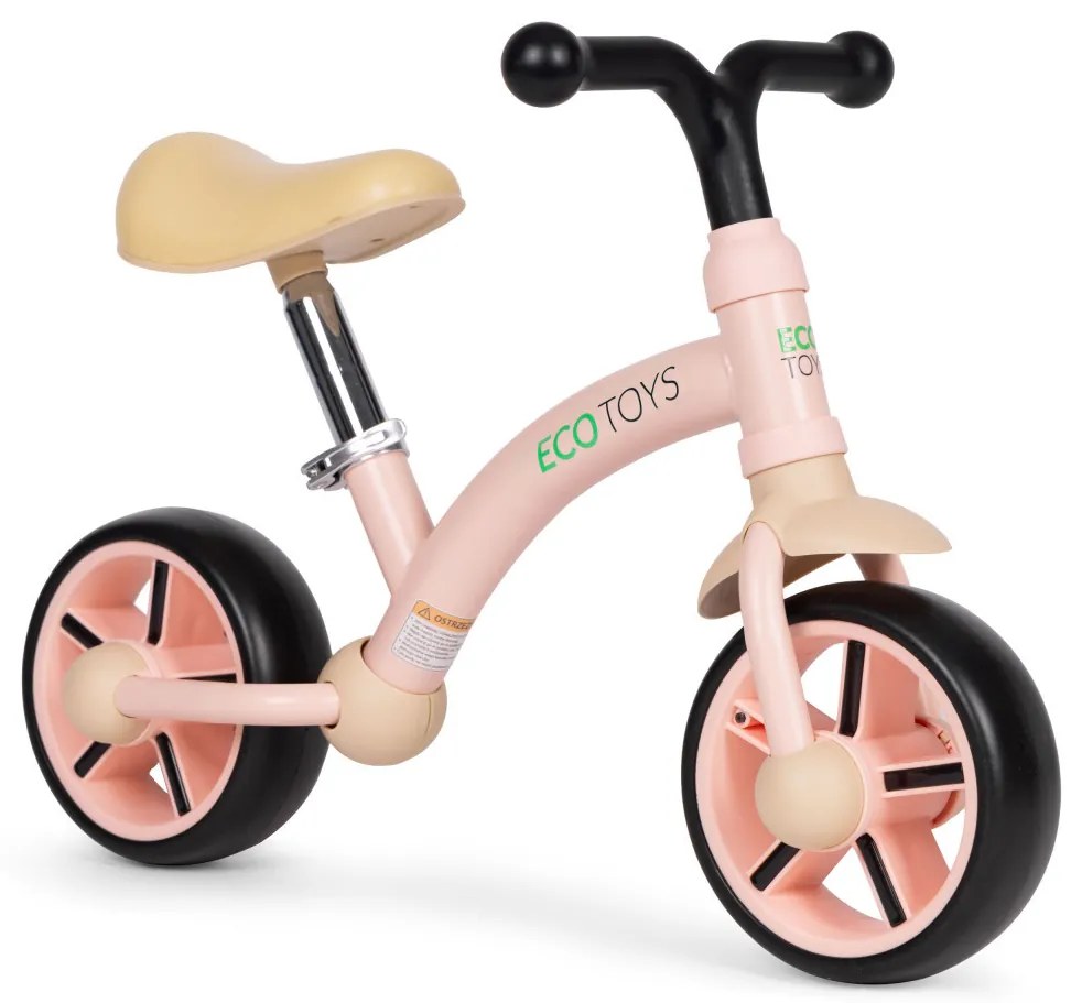 Bicicletă de jogging cu roți EVA și scaun reglabil roz