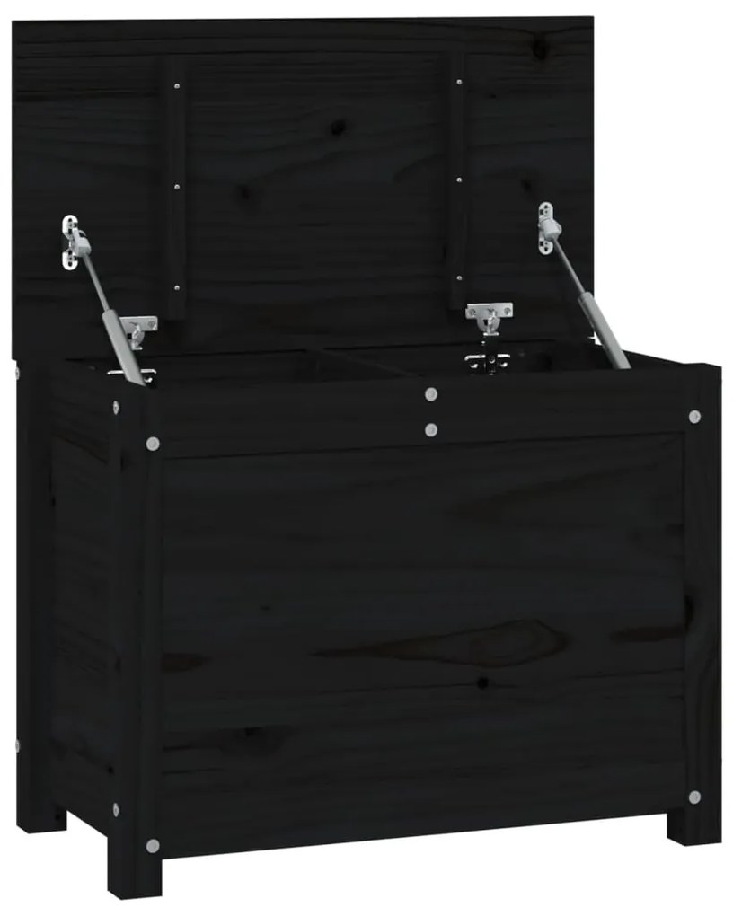 823548 vidaXL Cutie de depozitare, negru, 60x32x45,5 cm, lemn masiv de pin