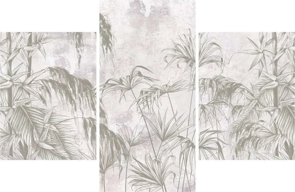 Tablou - Plante tropicale pe perete gri (90x60 cm)