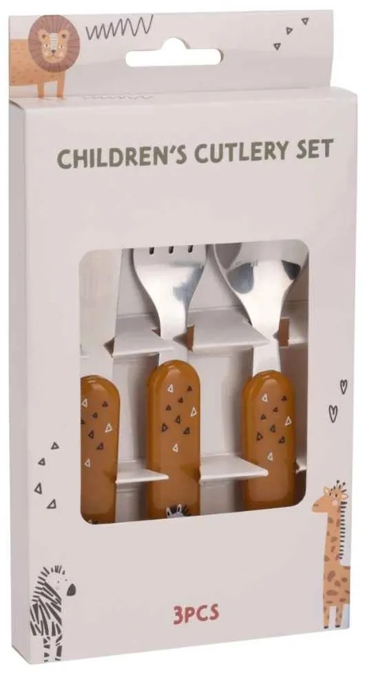 Set Saffari cu 3 tacamuri pentru copii, portocaliu, 13.5 cm