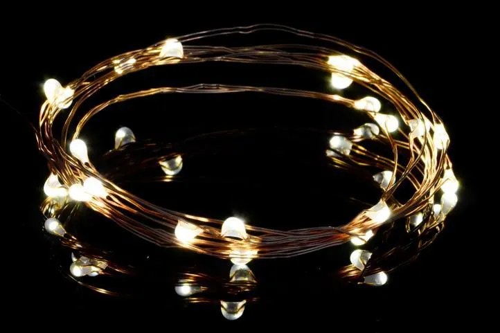 Lanț de lumini de Crăciun, MINI 50 LED cu temporizator, alb