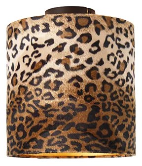 Plafonieră cu abajur negru mat cu imprimeu leopard 25 cm - Combi