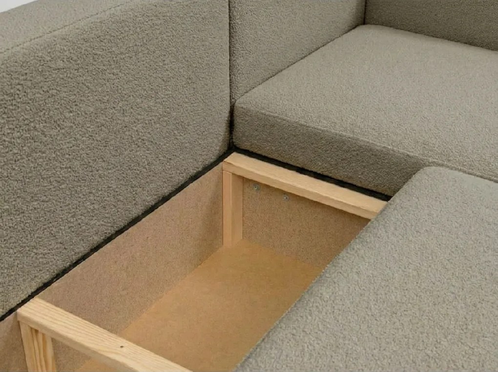 Set de canapea extensibila in forma de U SMART BOUCLE 303x143 cm, gri-maro