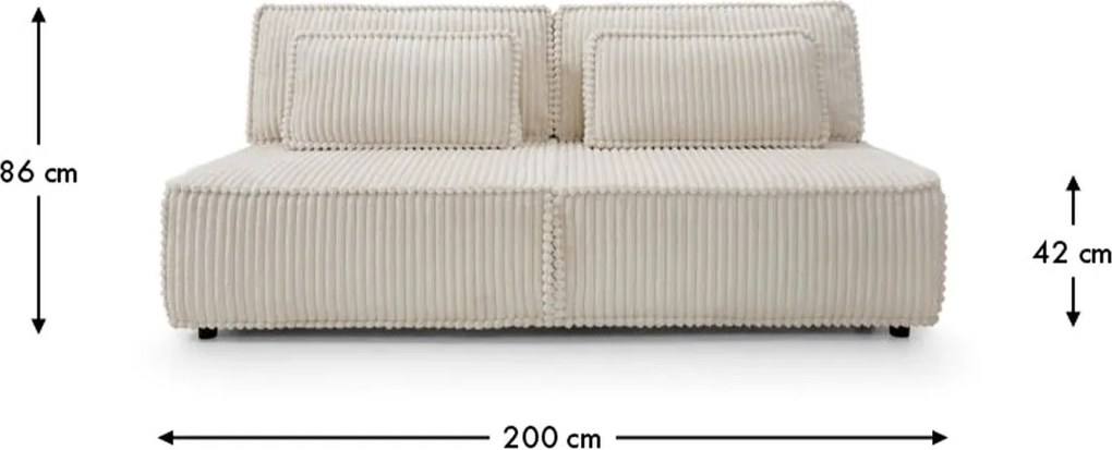 Canapea lemn masiv Komma, 200 × 112 × 86 cm