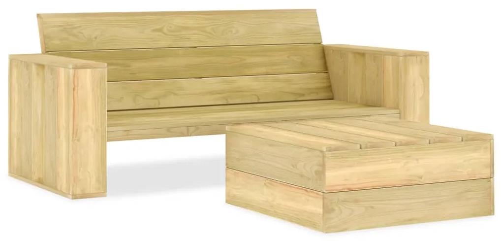 Set mobilier de gradina, 2 piese, lemn de pin tratat banca + masa, 1
