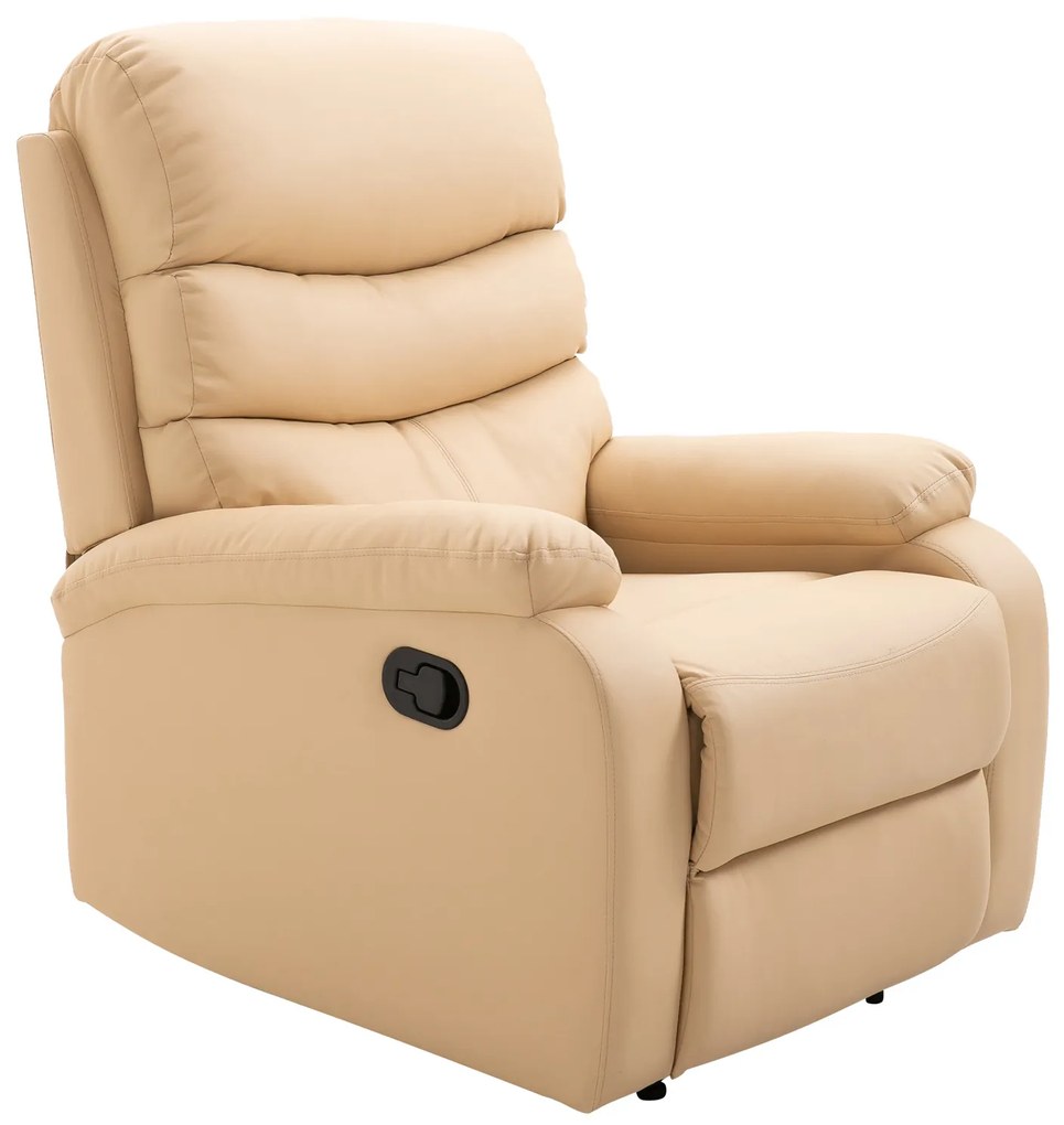 Homcom Fotoliu Relax cu suport pentru picioare care se poate ridica Fotoliu rabatabil fotolii pentru cameră din piele ecologică Fotoliu ergonomic Bej