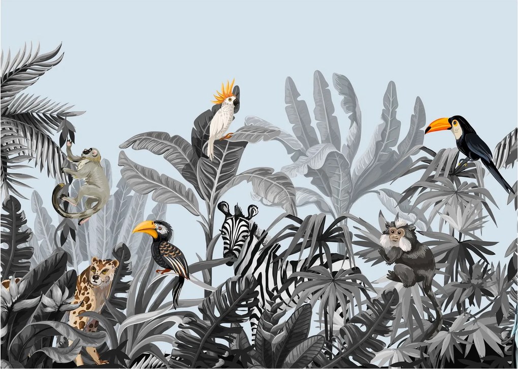 Tablou - Animale în pădurea tropicală (70x50 cm)