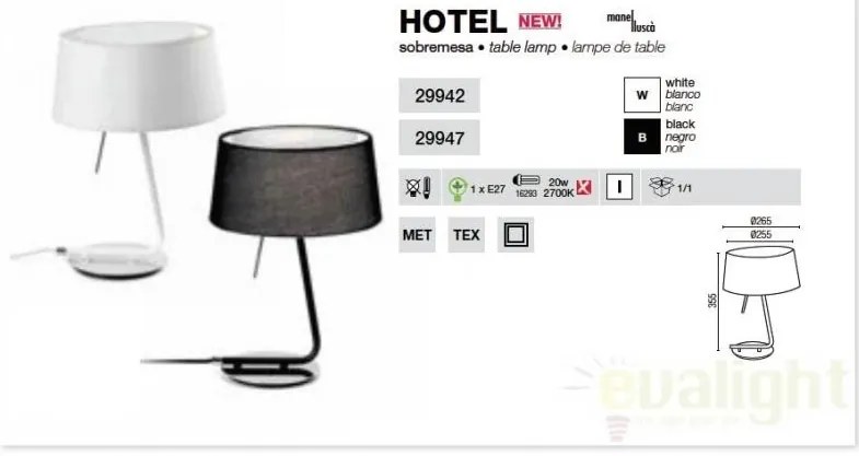 Veioza, lampa de masa Hotel 29942