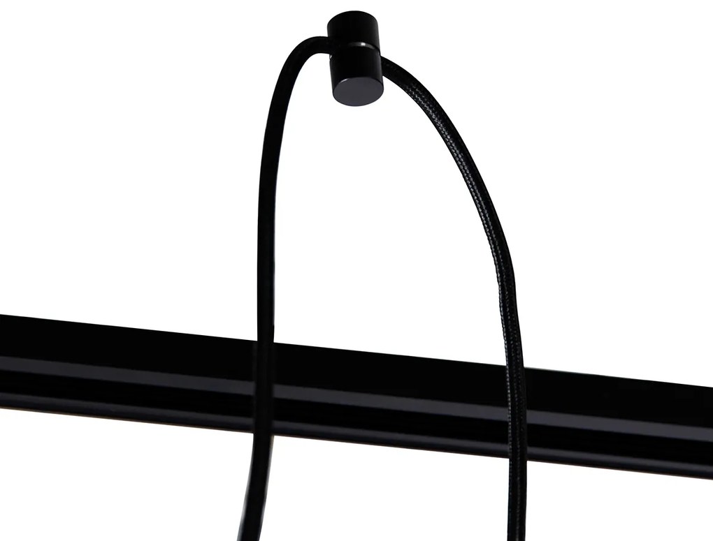 Sistem de iluminat pe șină modern cu 5 lumini suspendate negre monofazate - Iconic Cavalux