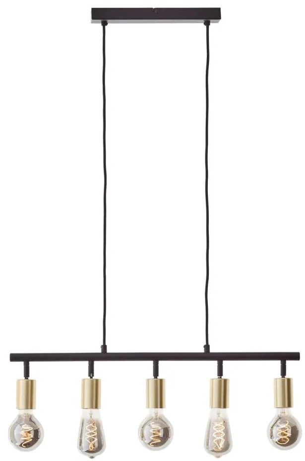 Brilliant - Lustră suspendată pe cablu TIFFANY, 5x E27/28W/230V, negru/alamă