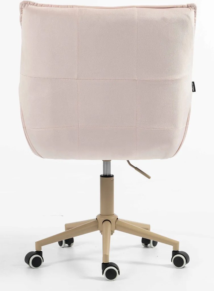 HR560K Scaun Catifea Roz Pudra cu Bază Crem