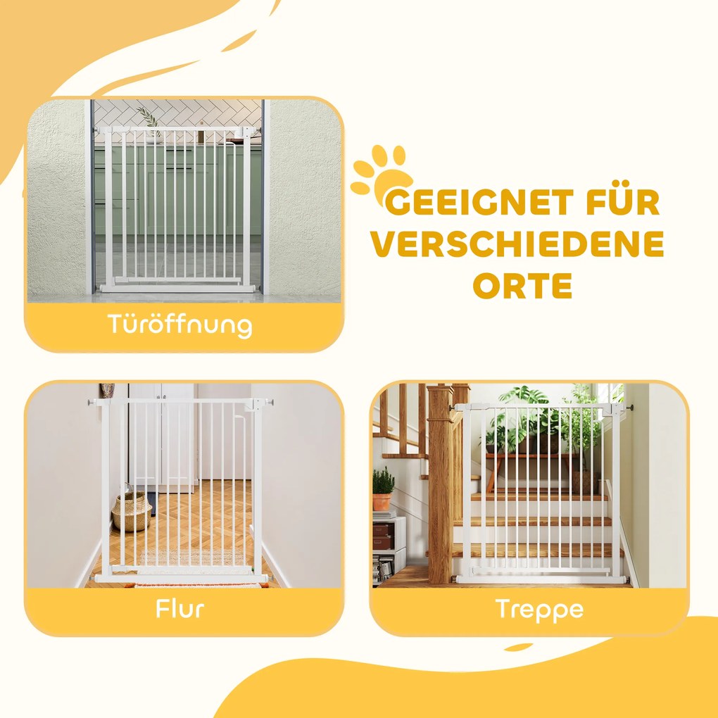 PawHut Grilaj de protecție pentru scări Barieră fără găurire cu închidere automată pentru copii Bucătărie Scară 76-80 x 76 cm Alb | Aosom Romania