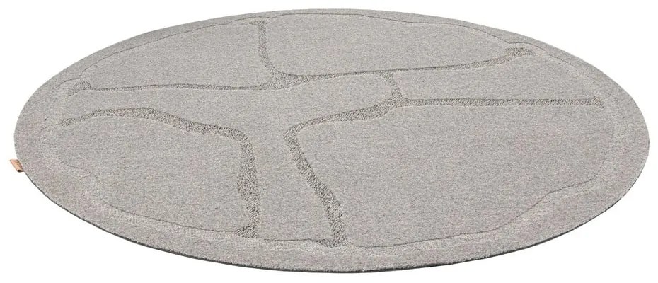 Covor gri rotund din lână ø 160 cm Morphic Organica – Agnella