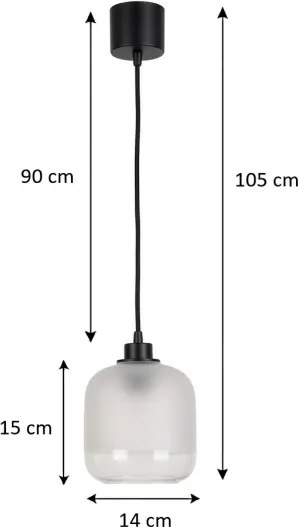 Brilagi - Lustră LED suspendată pe cablu RETRO GLASS 1xE27/60W/230V Ø 14 cm negru/alb