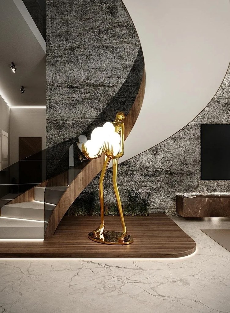 Lampa de podea decorativa cu design original Woman Premium auriu