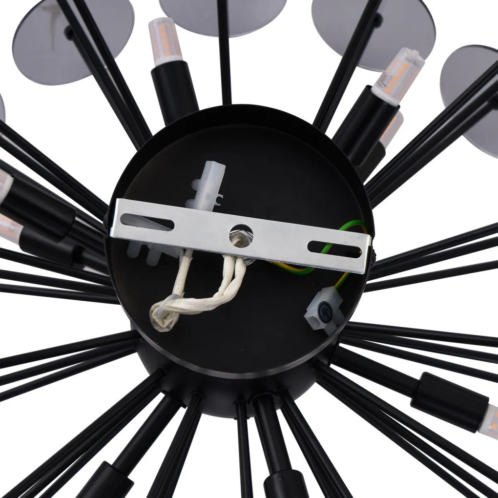 Plafonieră Art Deco neagră cu sticlă fumuriu - Atomic