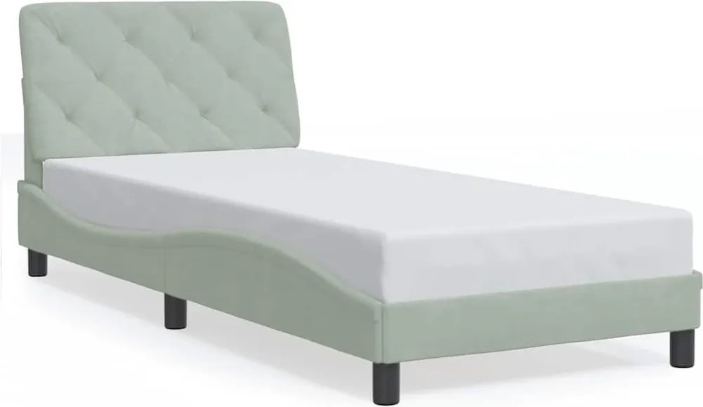 vidaXL Cadru de pat fără saltea, gri deschis, 90x190 cm, catifea