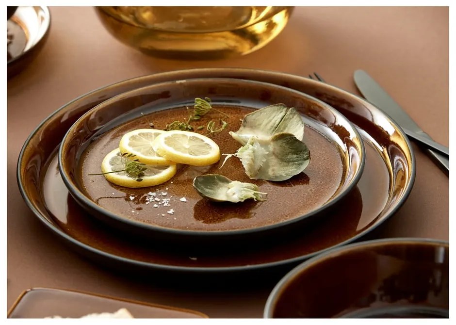 Farfurie neagră/chihlimbar din gresie ø 27 cm Gastro Black/Amber – Bitz