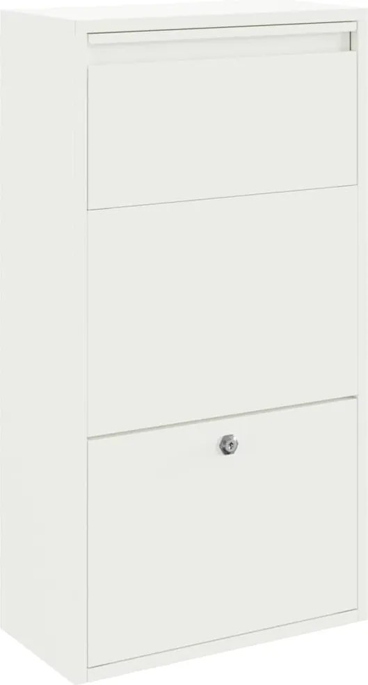 vidaXL Cutie pentru colet cu depozitare Alb 44 x 22 x 82 cm Oțel