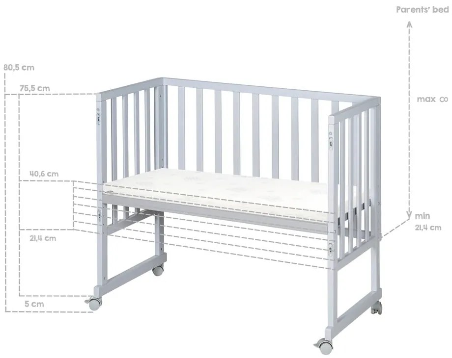 Pătuț gri 90x45 cm – Roba