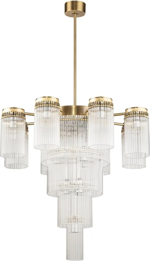 Lustra design LUX diametru 70cm din alama decorata cu sticla Filago