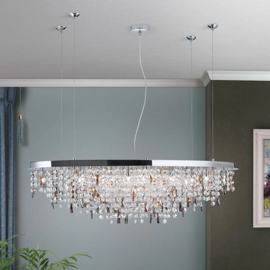 Lustra suspendata cristal K9 design elegant de lux CRYSTALRIVER crom