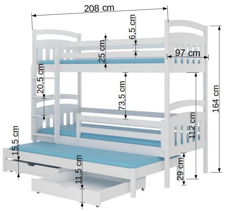 Zondo Pat etajat pentru copii 200x90 cm. 1052273