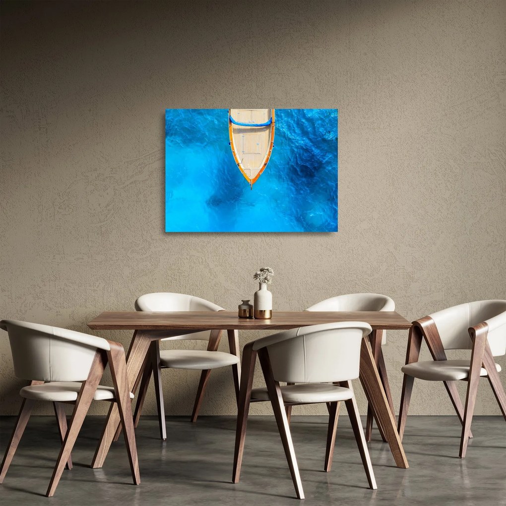 Tablou pe sticlă - Barca de vară (70x50 cm)