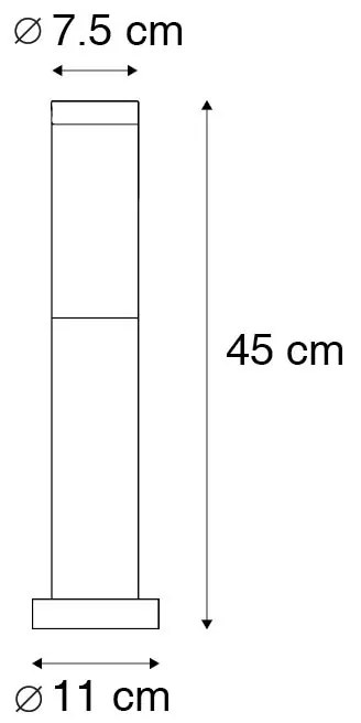 Lampă de exterior pe stâlp antracit 45 cm IP44 - Rox cu țăruș de sol și glandă pentru cablu