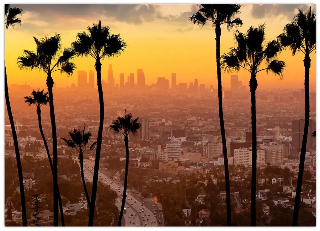 Tablou pe sticlă - Panorama din Los Angeles (70x50 cm)