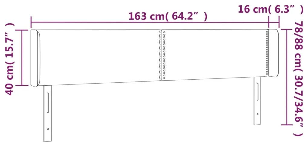 Tablie de pat cu aripioare gri deschis 163x16x78 88 cm catifea 1, Gri deschis, 163 x 16 x 78 88 cm