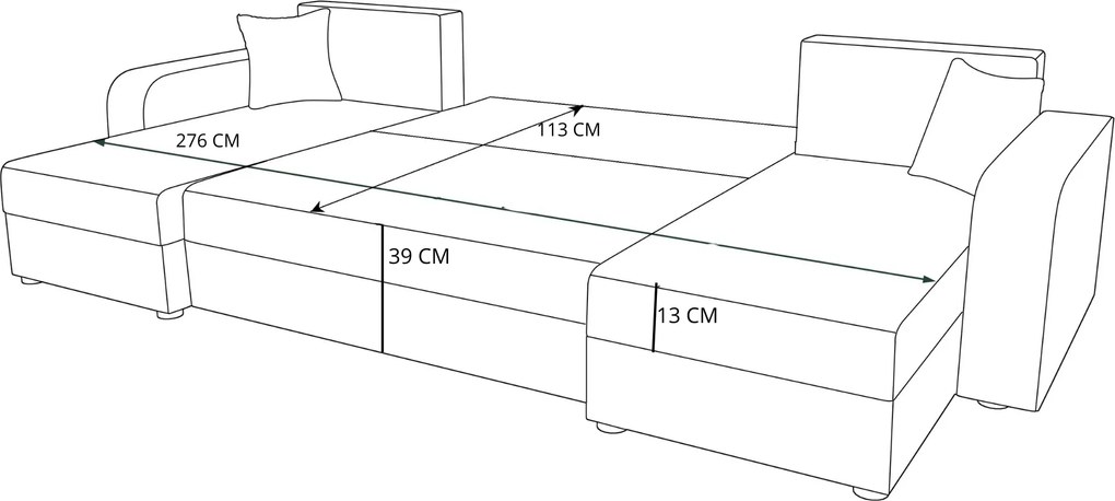 Coltar extensibil in forma de U VALERIO, gri inchis, 305x140 cm