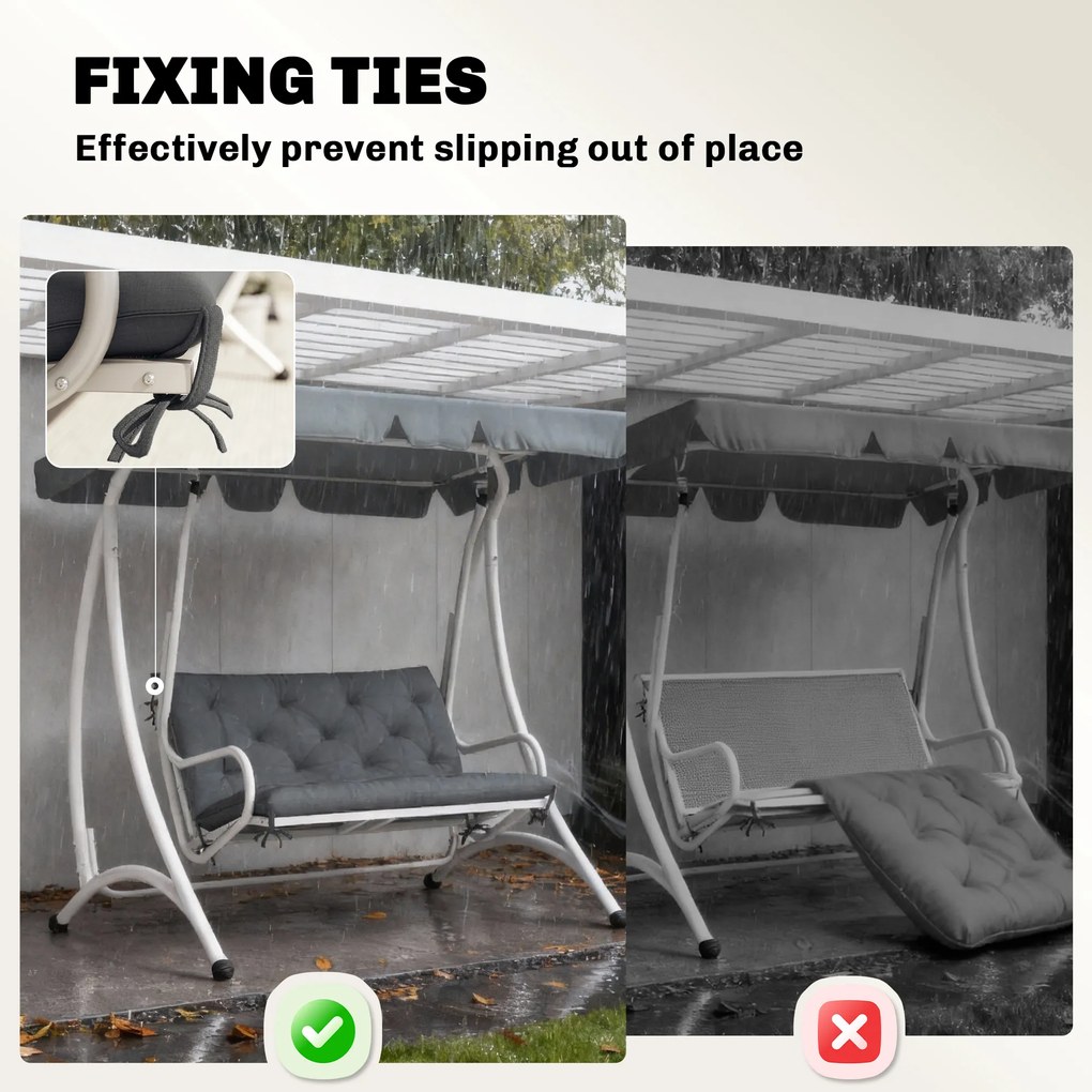 Outsunny Pernă de Grădină Modernă pentru Ședere în Exterior cu 6 Curele, Pernă Căptușită din Bumbac și Poliester, pentru Canapele Balanțe Bănci, 100x98x8 cm, Gri Închis | Aosom Romania