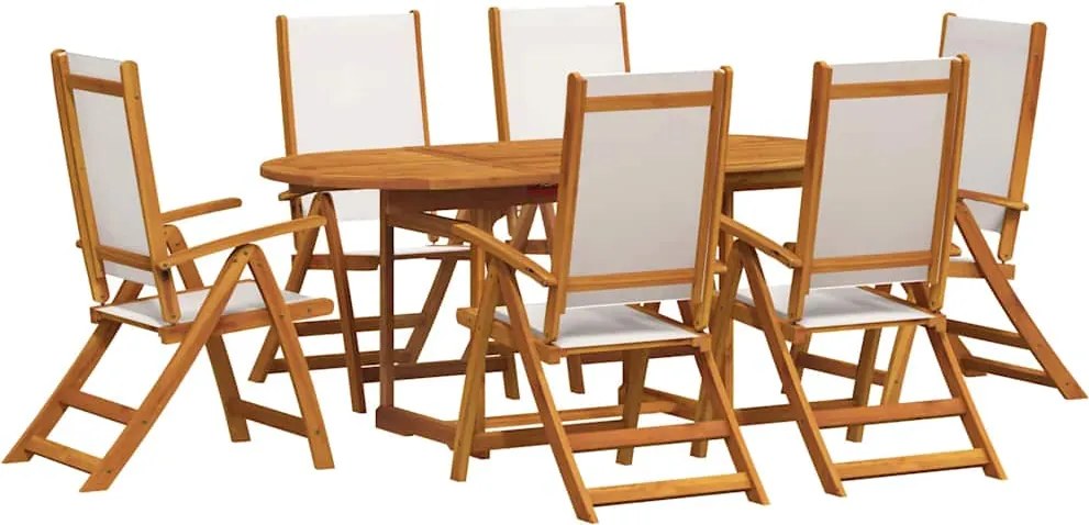 vidaXL Set mobilier de grădină, 7 piese, lemn masiv acacia/textilenă