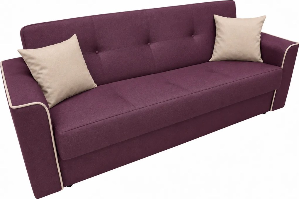 Canapea VERA extensibila, 3 locuri, lada de depozitare, stofa mov + bej 225x90x90 Stofa, Mov + Bej