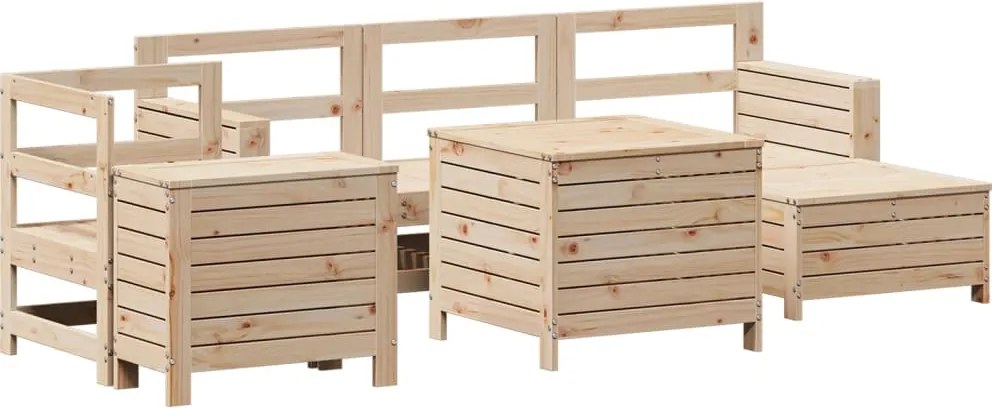 vidaXL Set canapea de grădină, 7 piese, lemn masiv de pin