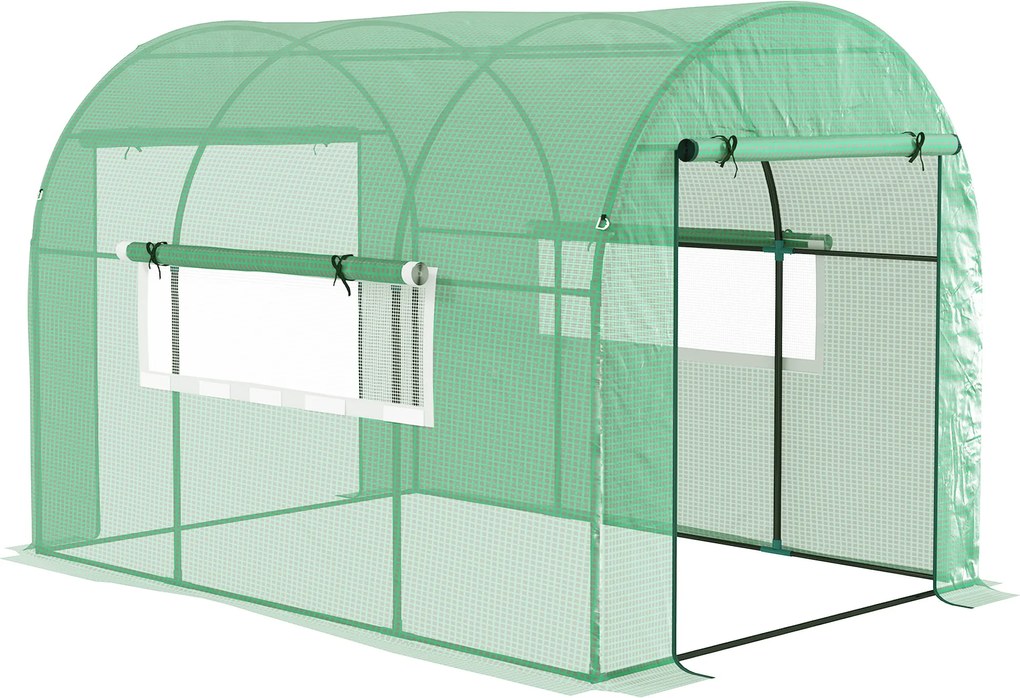 Outsunny Seră tip Tunel Walk-In 300 x 200 cm - Verde | Aosom Romania
