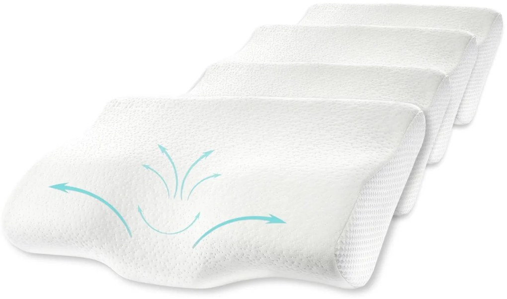 Set 4X perne cu suport cervical din spuma cu memorie pentru copii 10-16 ani Suporto®️ 50x30, cu perforatii