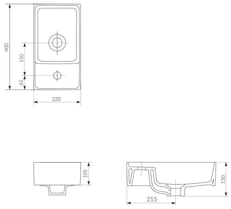 Lavoar pentru mobilier, Cersanit, Crea, dreptunghiular, 40 cm, alb