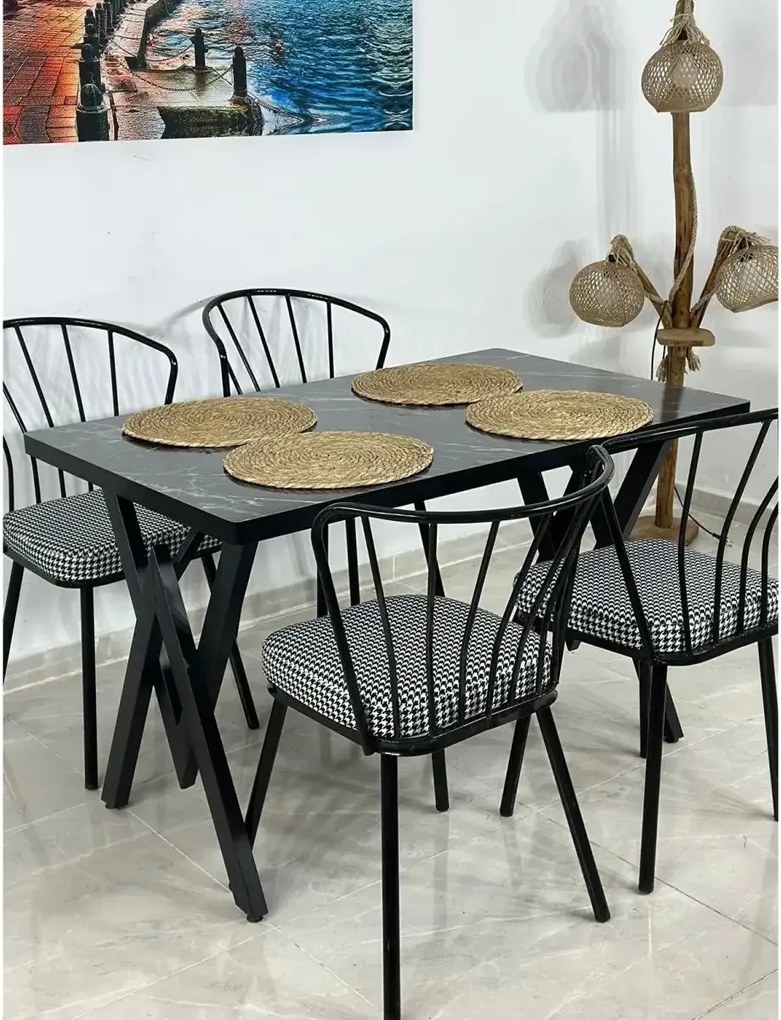 Scaun Fiona metal, balcon,terasa,bucatarie,birou,dining Homs, negru