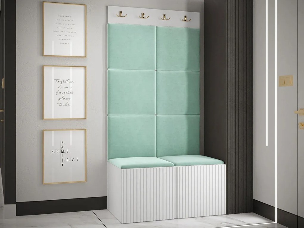 Mobilier hol Tewarota Slim IV (Alb + verde deschis) . 1104842