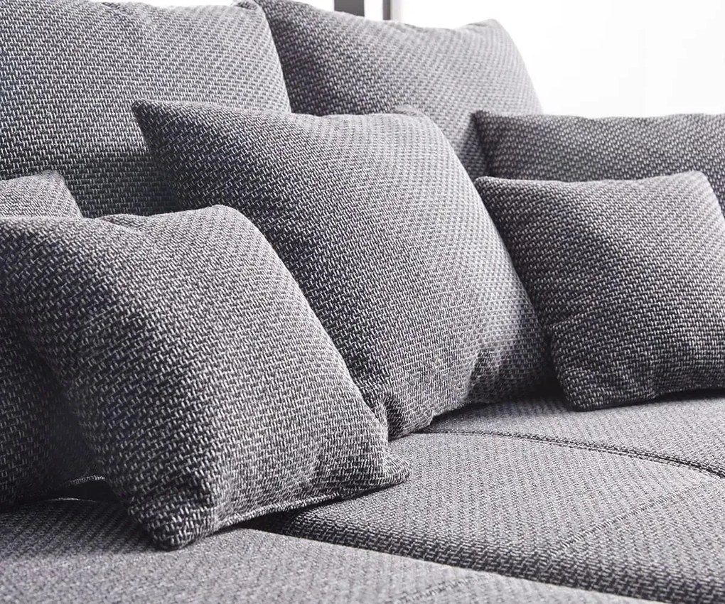 Canapea extensibilă dumonde cu 2 lăzi de depozitare si sezut confortabil din spuma high-density, Verona Magma Black 310x100 cm