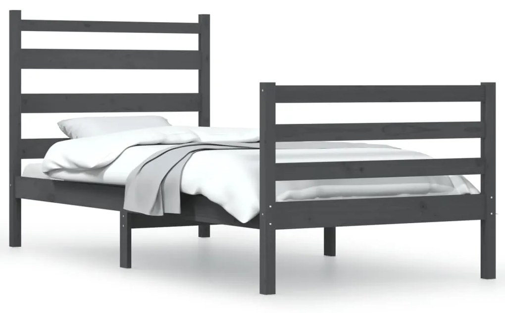 3103705 vidaXL Cadru de pat, 100x200 cm, lemn masiv de pin, gri