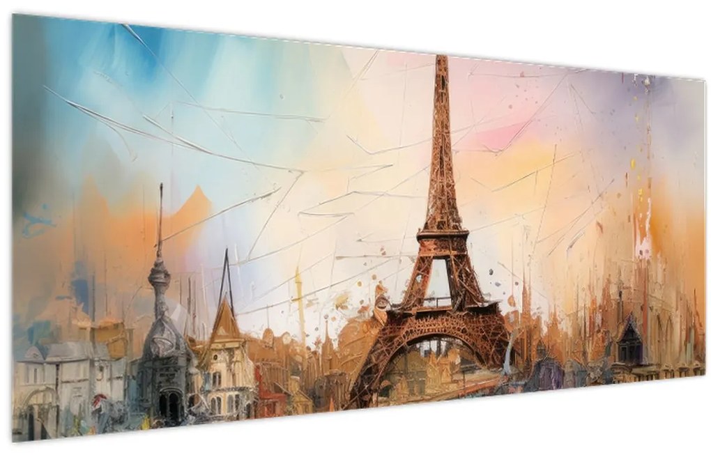 Tablou - Pictură a Turnului Eiffel (120x50 cm)