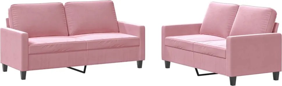 vidaXL Set de canapele cu perne, 2 piese, roz, catifea