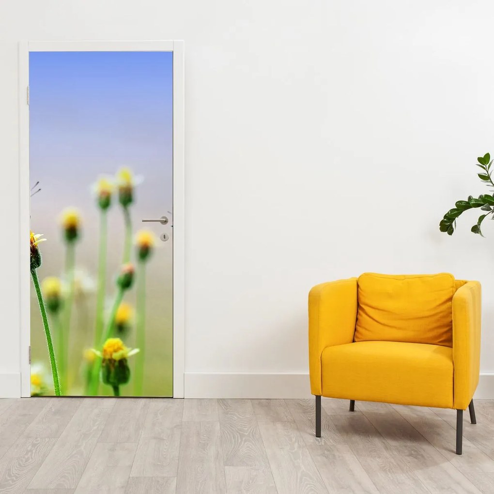Fototapet pentru ușă - Floare și fluture (95x205cm)